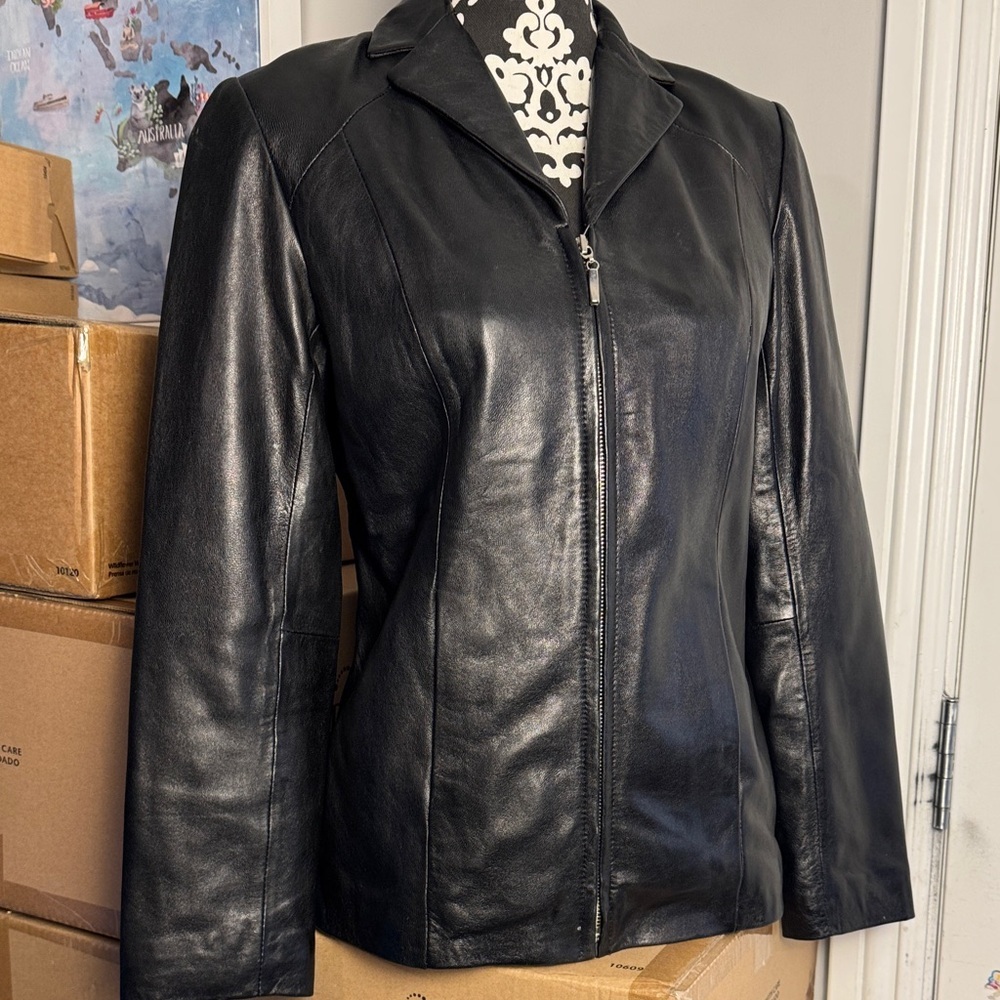 Alfani Women's Classic Black Leather Jacket